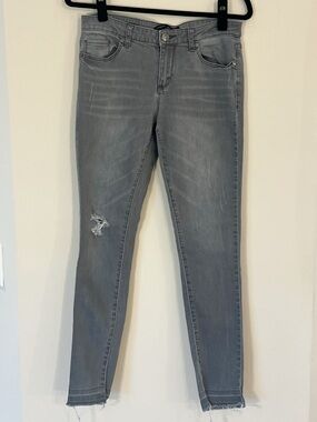 Women’s Harper Gray Distressed Skinny Jeans, Size 28